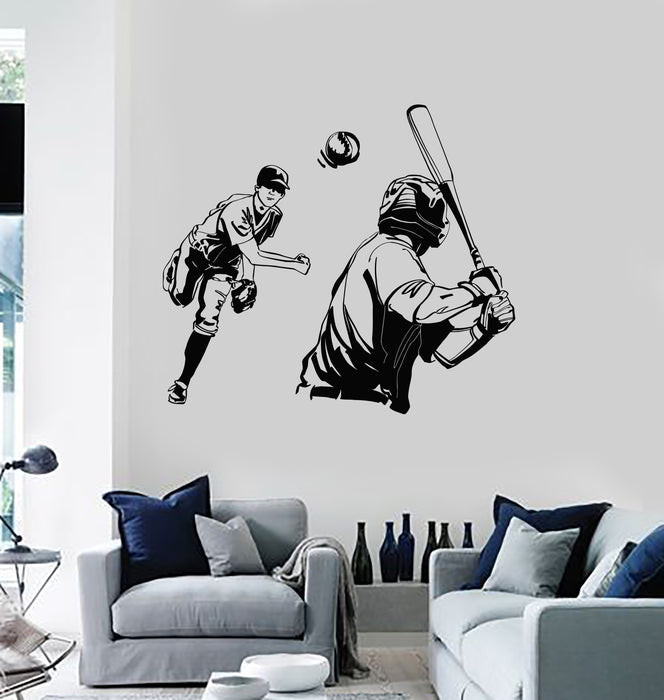 Vinyl Wall Decal Baseball Players Sport Game Bat Glove Ball Stickers Mural (g7532)