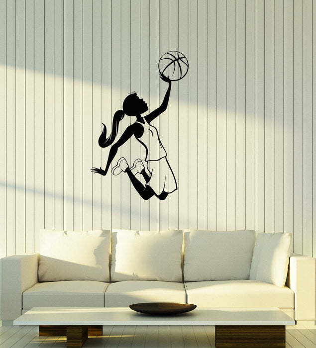 Vinyl Wall Decal Teen Girl Basketball Player Sports Kids Room Interior Stickers Mural (ig5847)
