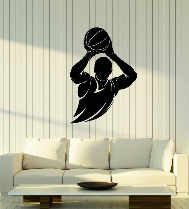 Vinyl Wall Decal Basketball Player Silhouette Ball Sports Room Art Stickers Mural (ig5449)