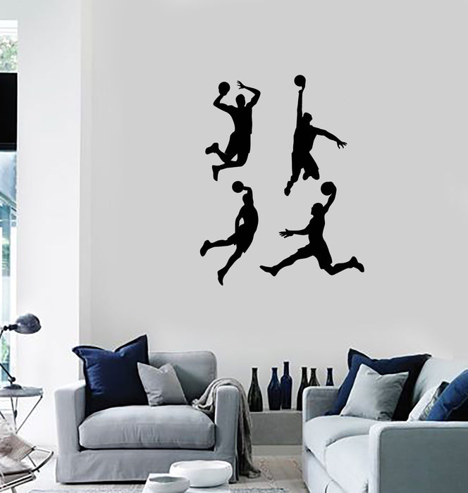 Vinyl Wall Decal Basketball Players Silhouette Sports Fan Boys Room Stickers Mural (ig5472)