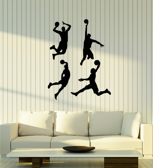 Vinyl Wall Decal Basketball Players Silhouette Sports Fan Boys Room Stickers Mural (ig5472)