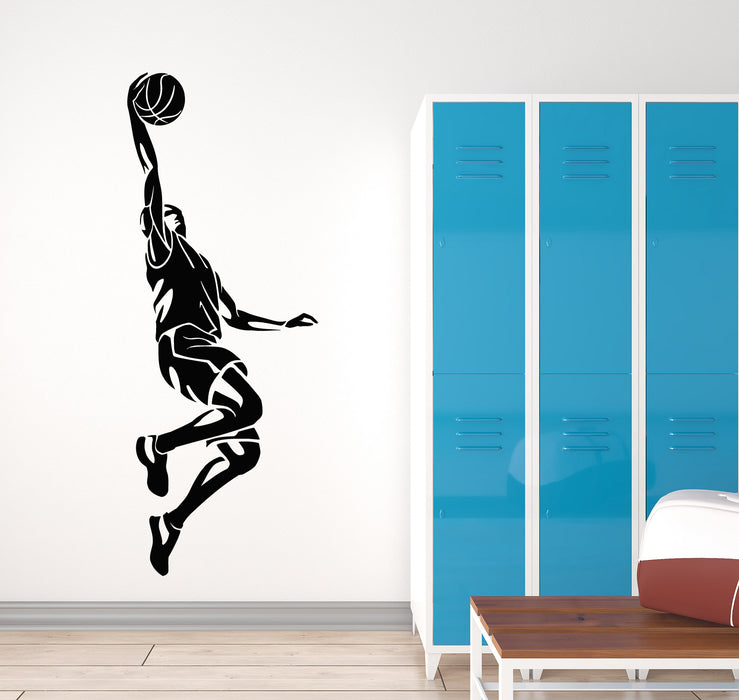 Vinyl Wall Decal Basketball Player Jumping Game Ball Sport Stickers Mural (g1197)