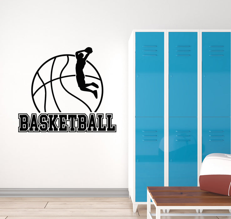 Vinyl Wall Decal Ball Player Game Sport Basketball Words Jumping Stickers Mural (g1340)