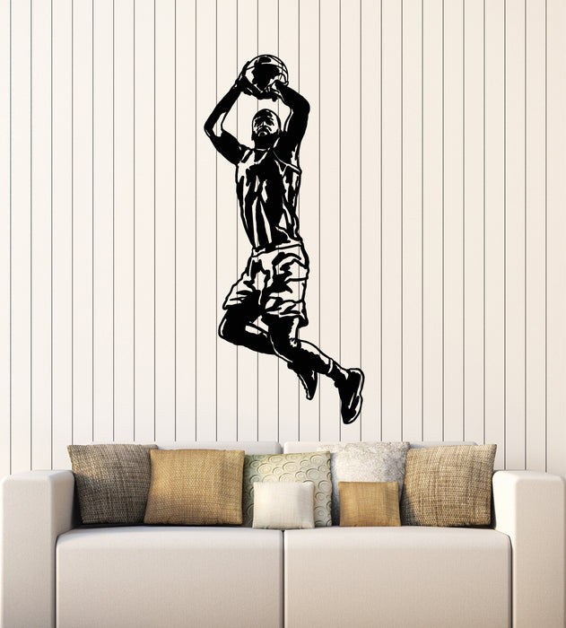 Vinyl Wall Decal Jumping Basketball Player Game Ball Sport Boy Room Stickers Mural (g2477)