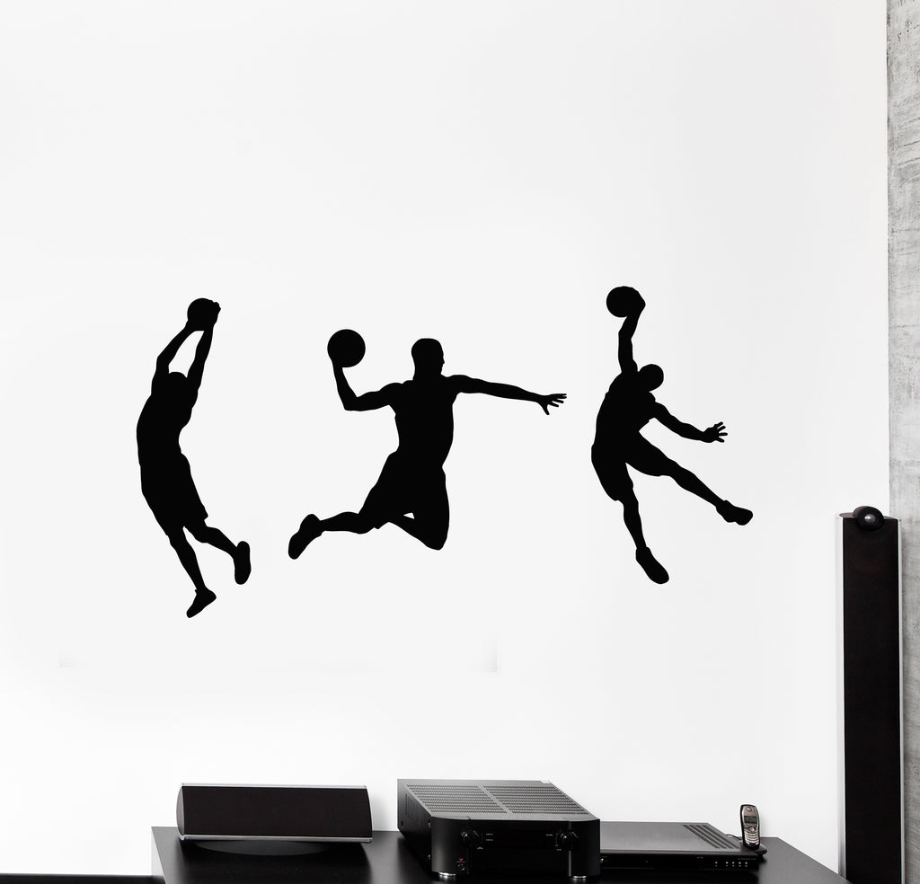 Vinyl Wall Decal Basketball Words Fire Ball Game Sports Stickers