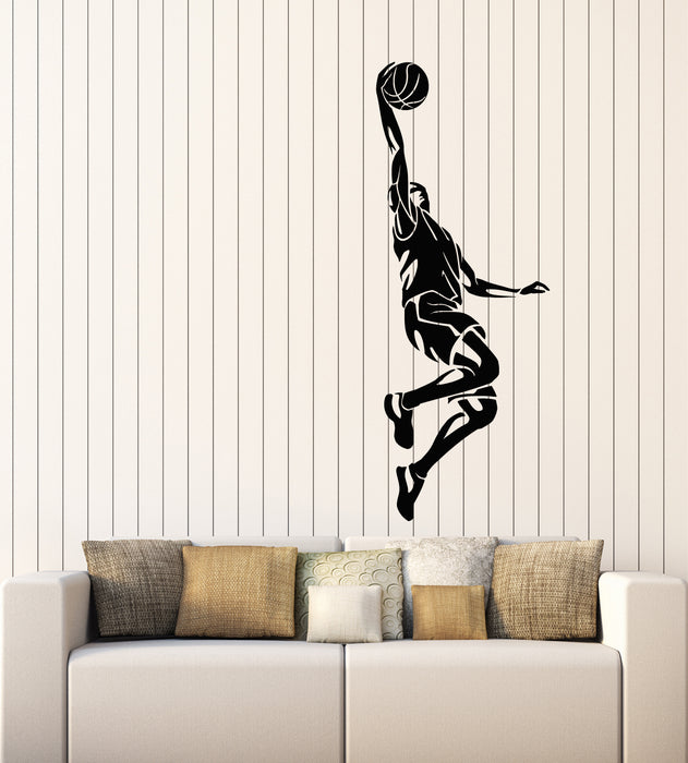 Vinyl Wall Decal Basketball Player Jumping Game Ball Sport Stickers Mural (g1197)