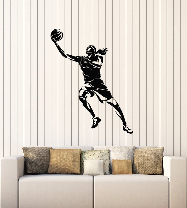 Vinyl Wall Decal Basketball Game Player Ball Sport Jumping Stickers Mural (g2381)
