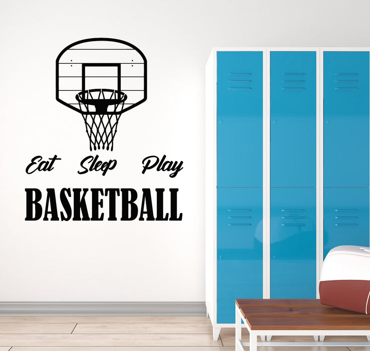 Vinyl Wall Decal Basket Basketball Ball Sports Fan Eat Sleep Play Stickers Mural (g3889)