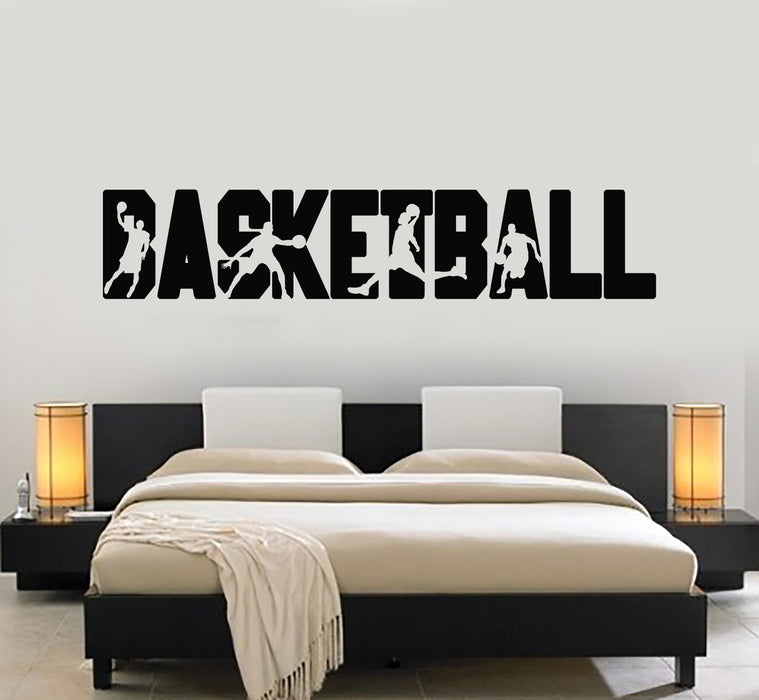 Vinyl Wall Decal Basketball Game Sport Decor Ball Boys Room Lettering Stickers Mural (g7484)