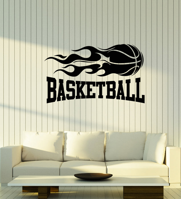 Vinyl Wall Decal Basketball Words Fire Ball Game Sports Stickers Mural (g3692)