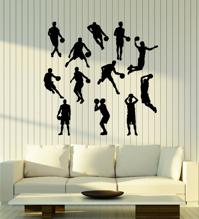 Vinyl Wall Decal Basketball Players Silhouette Ball Game Sport  Stickers Mural (g6849)