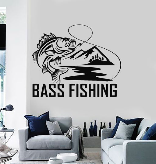 Vinyl Wall Decal Bass Fishing Hunting Hobby Catch Fish Stickers Mural —  Wallstickers4you