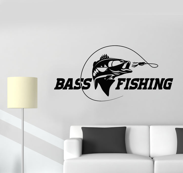Vinyl Wall Decal Bass Fishing Fish & Hunt Hobby Catch Fish