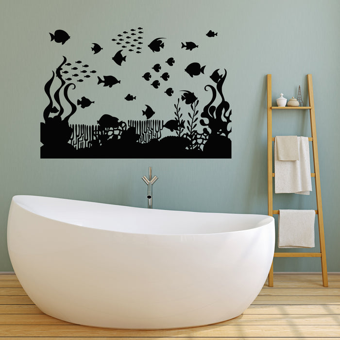 Vinyl Wall Decal Marine World Aquarium Ocean Fishing Store Stickers Mural (g3811)