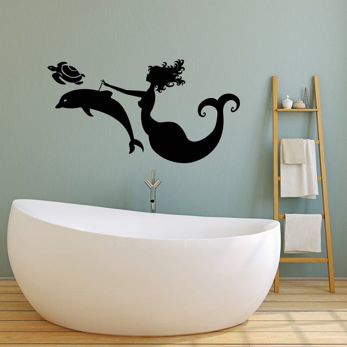 Vinyl Wall Decal Marine Teen Girl Room Bathroom Mermaid Dolphin Stickers Mural (g4407)