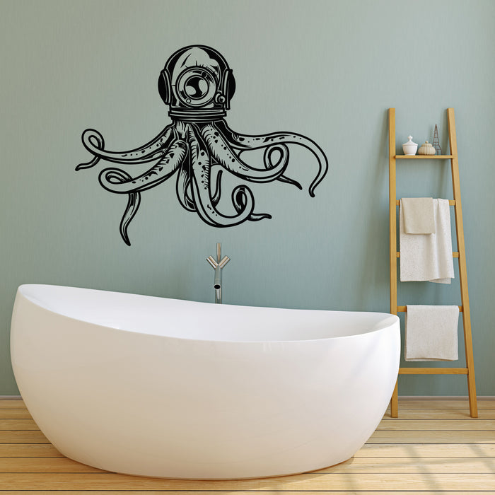 Vinyl Wall Decal Octopus Ocean Marine Helmet Bathroom Stickers Mural (g3736)