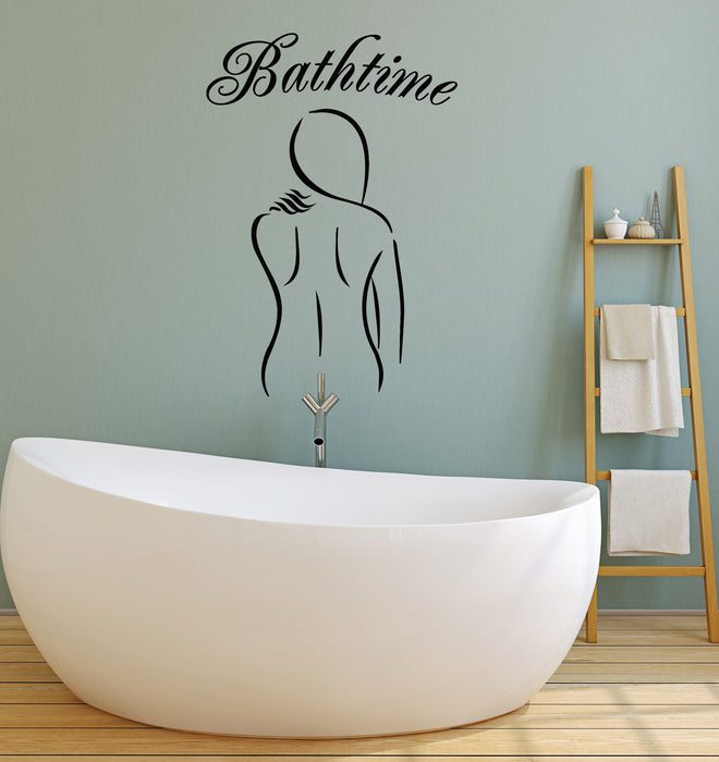 Vinyl Wall Decal Bathtime Naked Woman Bathroom Shower Room Stickers Mural Unique Gift (ig5219)