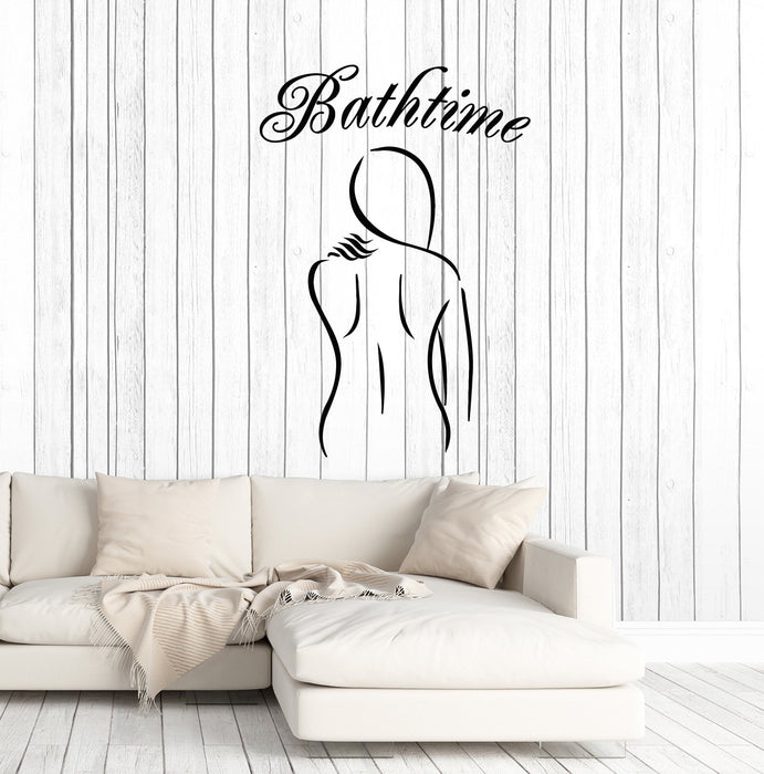 Vinyl Wall Decal Bathtime Naked Woman Bathroom Shower Room Stickers Mural Unique Gift (ig5219)