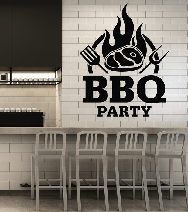 Vinyl Wall Decal BBQ Party Barbecue Cooking Tasty Food Meat Menu Stickers Mural (g7090)