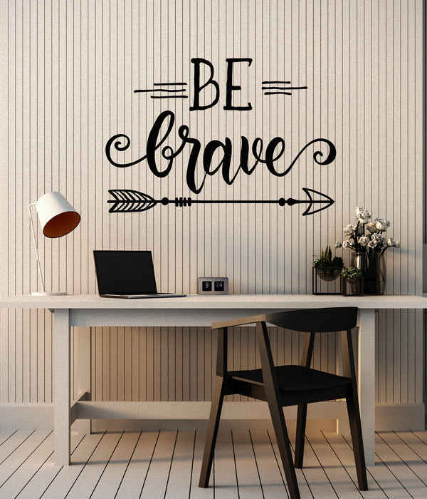 Vinyl Wall Decal Be Brave Arrows Feathers Ethnic Inspiration Decor Stickers Mural (g1445)