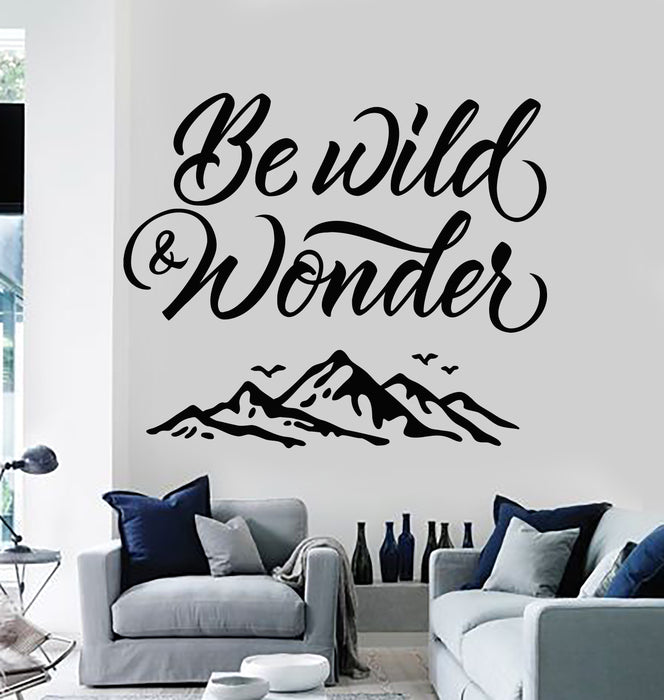 Autocollant mural en vinyle avec inscription « Be Wild Wonder Mountains Freedom » (g2398)