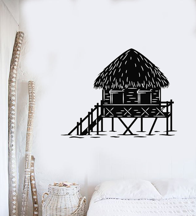 Vinyl Wall Decal Bungalow Beach House Ocean Water Sea Style Relax Stickers Mural (g2080)