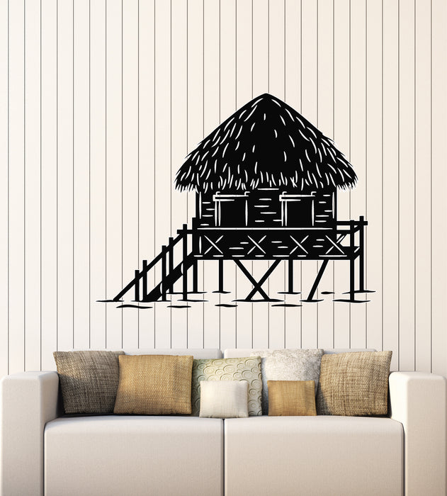 Vinyl Wall Decal Bungalow Beach House Ocean Water Sea Style Relax Stickers Mural (g2080)