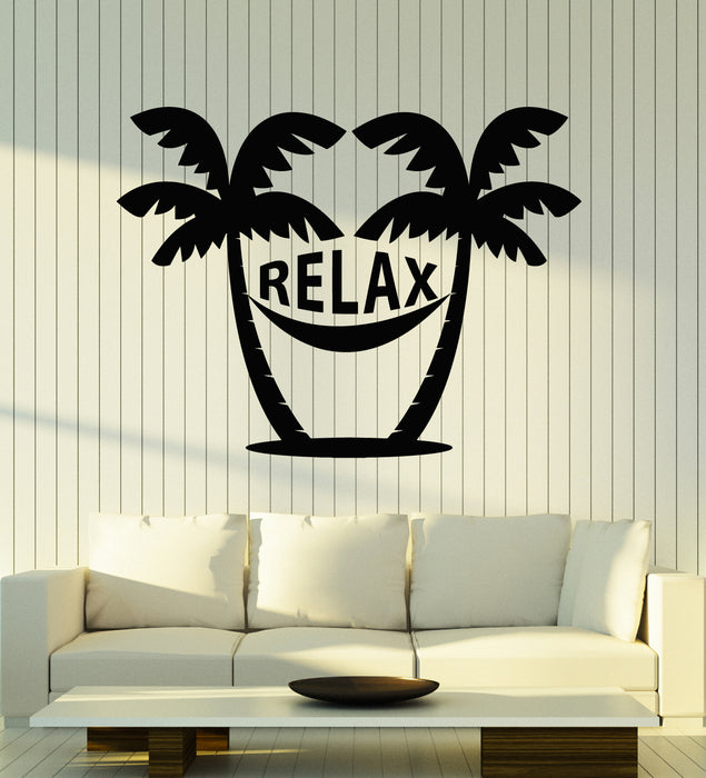 Vinyl Wall Decal Beach Style Palm Tree Relax Ocean Sea Decor Stickers Mural (g6623)