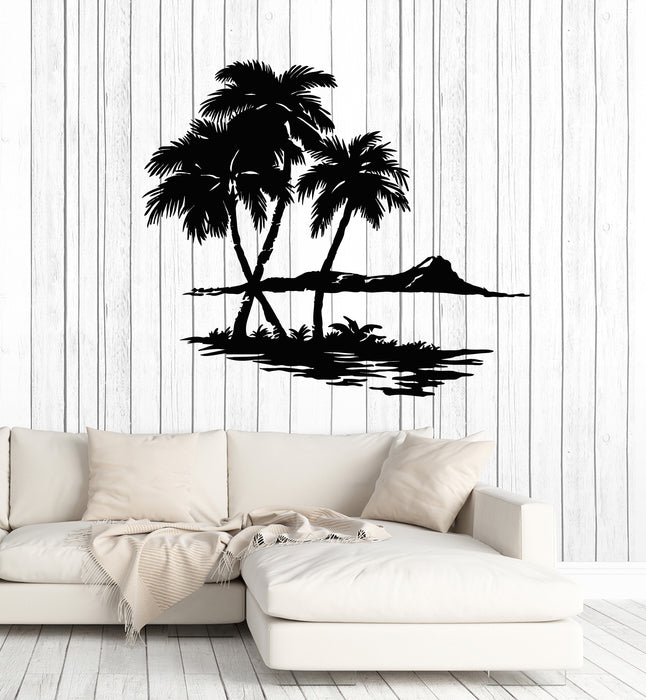Vinyl Wall Decal Palm Trees Beach Style Sea Ocean Holiday Stickers Mural (g4565)