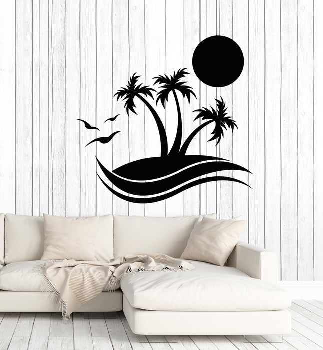 Vinyl Wall Decal Palm Tree Beach Style Sun Sea Weave Traveling Stickers Mural (g5541)