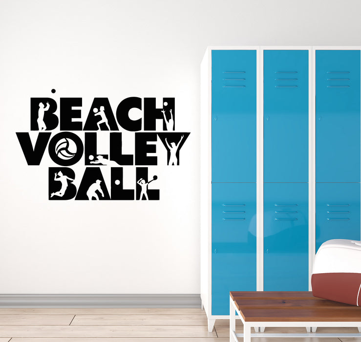 Autocollant mural en vinyle pour jeu de volleyball de plage, joueur de sport, ballon, décoration murale (g6165)