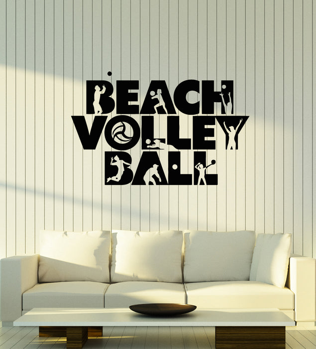 Autocollant mural en vinyle pour jeu de volleyball de plage, joueur de sport, ballon, décoration murale (g6165)