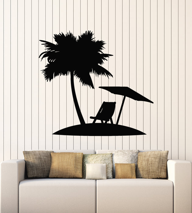 Vinyl Wall Decal Palm Beach Island Sun Relax Ocean Sea Vacation Stickers Mural (g5082)