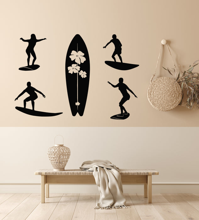 Vinyl Wall Decal Surfing Beach Surfer Sports Sea Style Surfboard Stickers Mural (g7105)