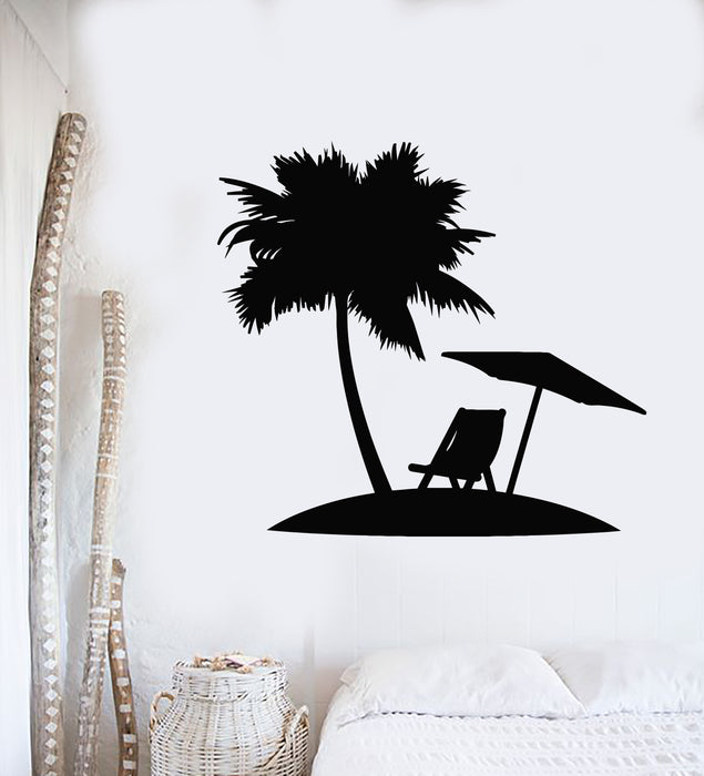 Vinyl Wall Decal Palm Beach Island Sun Relax Ocean Sea Vacation Stickers Mural (g5082)