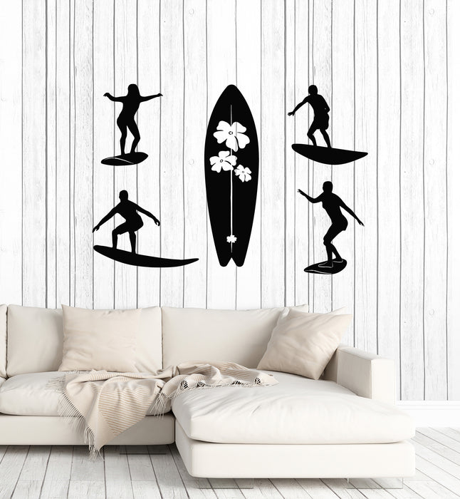 Vinyl Wall Decal Surfing Beach Surfer Sports Sea Style Surfboard Stickers Mural (g7105)