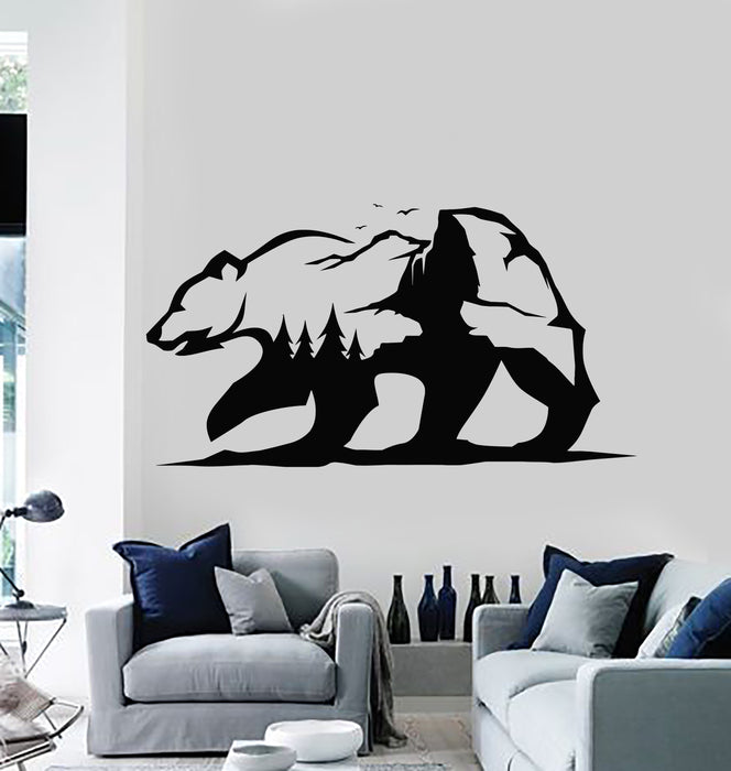 Vinyl Wall Decal Abstract Grizzly Bear Wild Animal Nature Adventure Stickers Mural (g2231)
