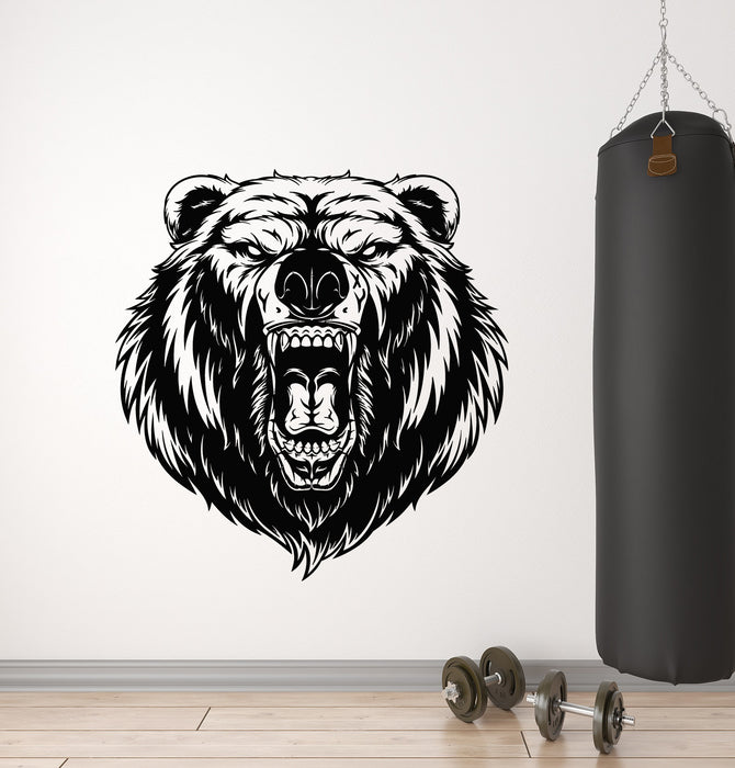 Vinyl Wall Decal Grizzly Animal Predator Aggressive Bear Head Stickers Mural (g2473)