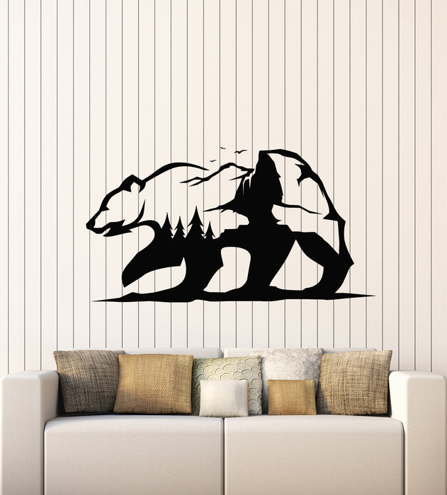 Vinyl Wall Decal Abstract Grizzly Bear Wild Animal Nature Adventure Stickers Mural (g2231)