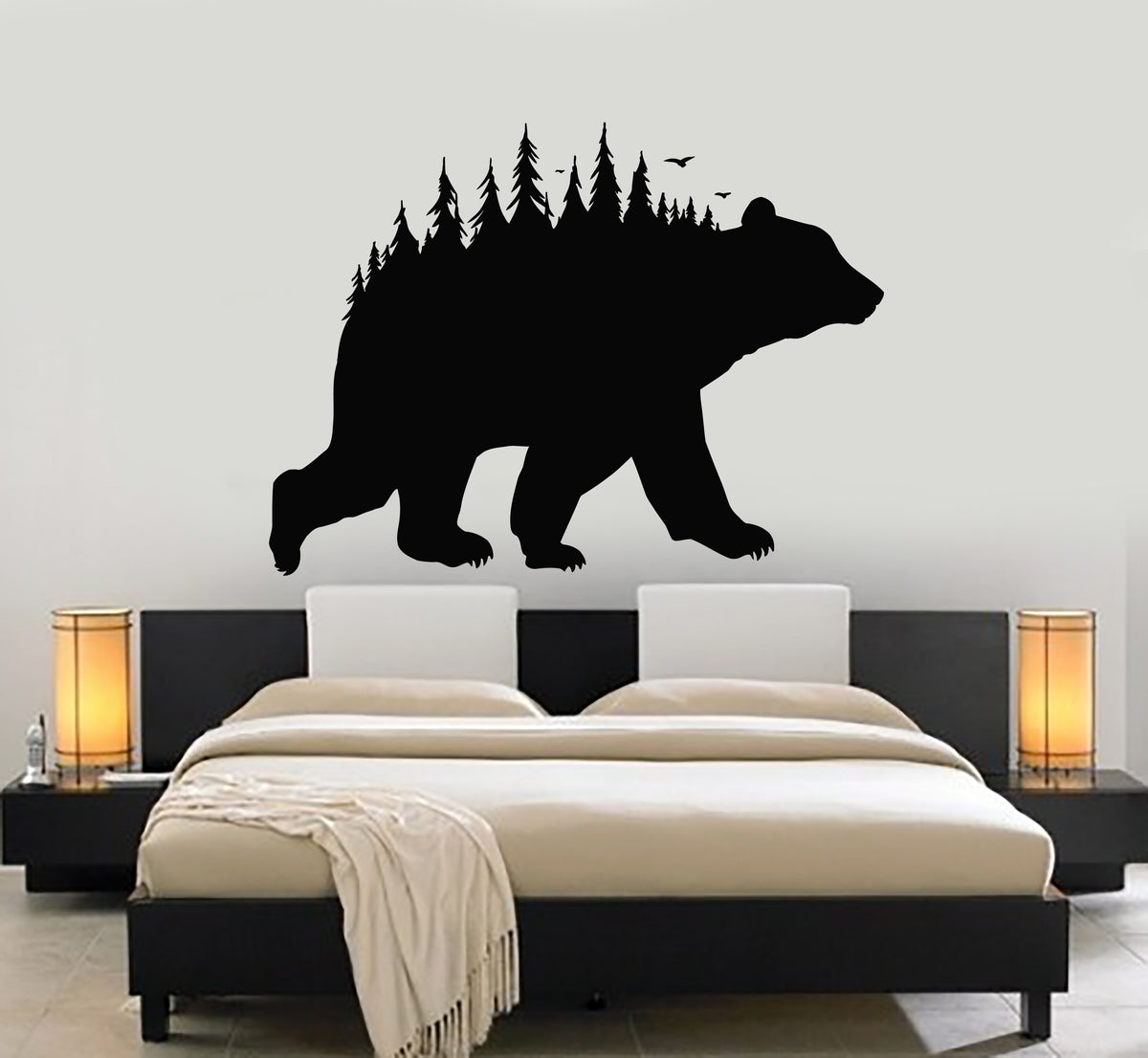 Vinyl Wall Decal Bear Forest Taiga Nature Predator Animal Fir Tree Sti ...