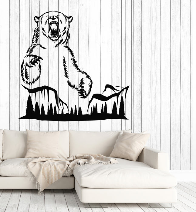 Vinyl Wall Decal Aggressive Grizzly Bear Wild Animal Nature Forest Stickers Mural (g6776)