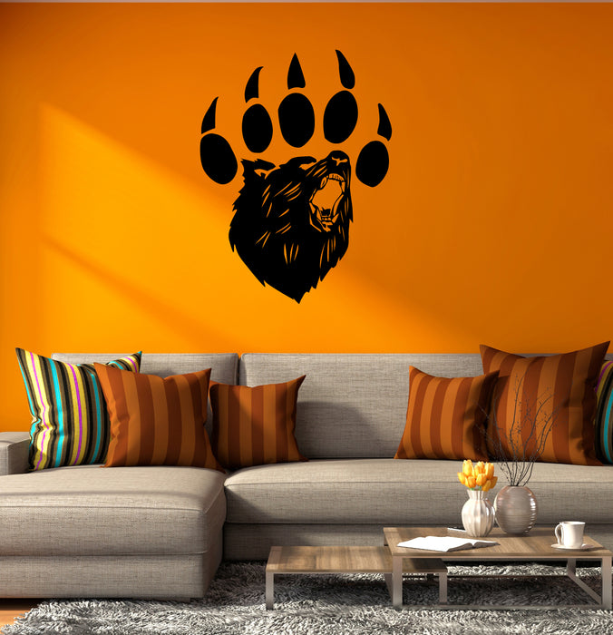 Bear Paw Vinyl Wall Decal Dangerous Animal Claws Growl Stickers Mural (k227)