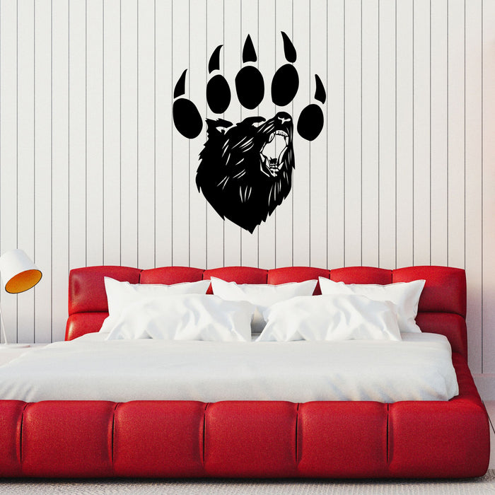 Bear Paw Vinyl Wall Decal Dangerous Animal Claws Growl Stickers Mural (k227)
