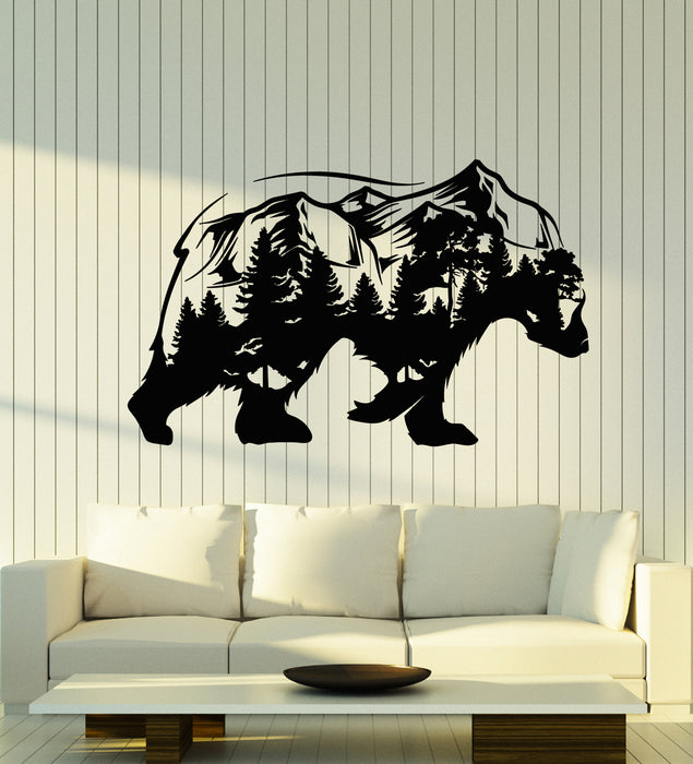 Vinyl Wall Decal Bear Forest Taiga Nature Predator Animal Mountains Stickers Mural (g3225)