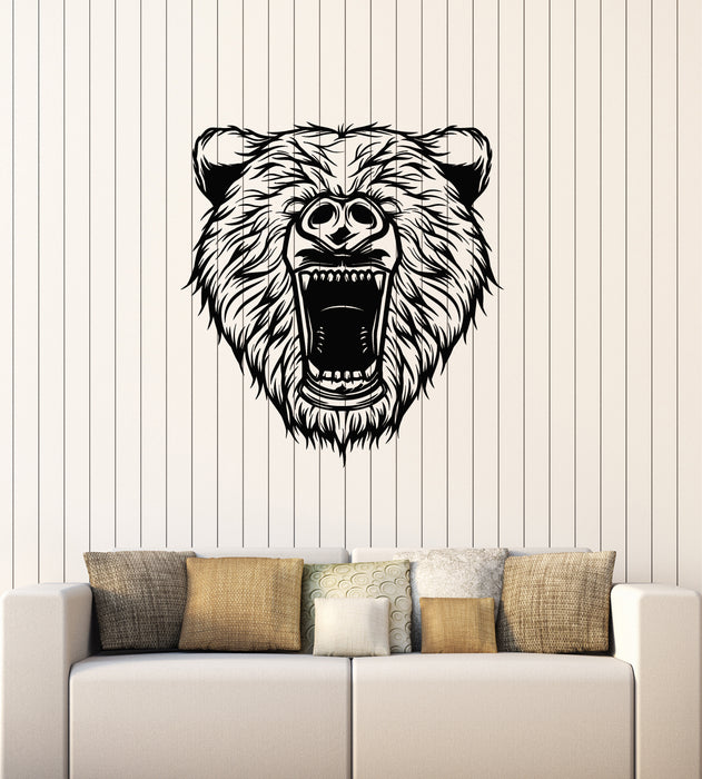 Vinyl Wall Decal Aggressive Grizzly Bear Head Animal Art Decor Stickers Mural (g4216)