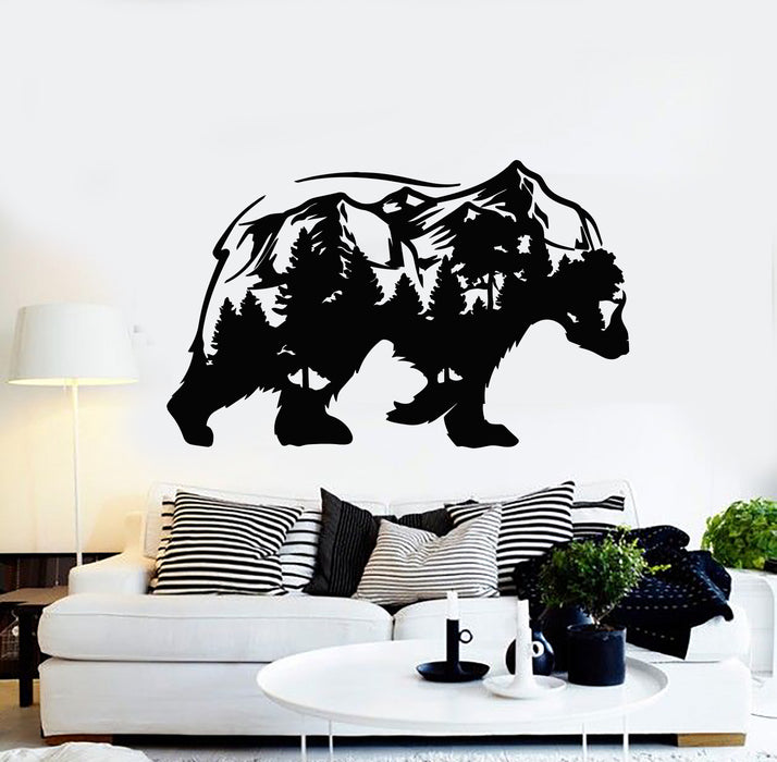 Vinyl Wall Decal Bear Wild Animal Nature Living Room Mountains Stickers Mural (g4816)