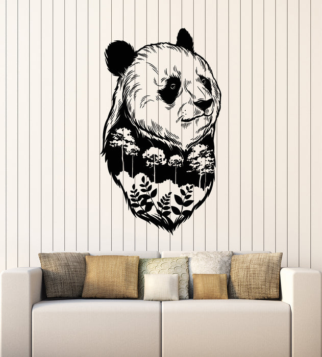 Vinyl Wall Decal Abstract Panda Bear Nature Trees Leaves Stickers Mural (g6039)