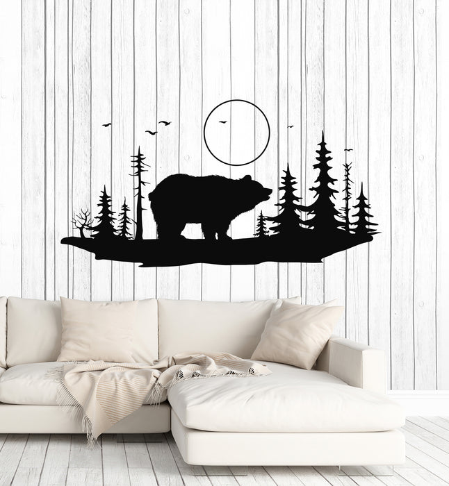Vinyl Wall Decal Bear Grizzly Animal Urban Forest Nature Stickers Mural (g6404)
