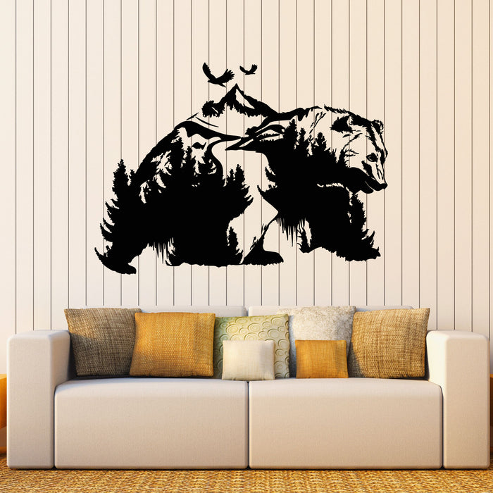 Vinyl Wall Decal Abstract Bear Wild Nature Beautiful Mountains Forest Stickers Mural (g8136)