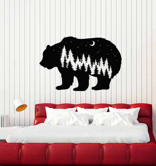 Vinyl Wall Decal Bear Animal Bedroom Art Moon Night Stars Stickers Mural (g3959)